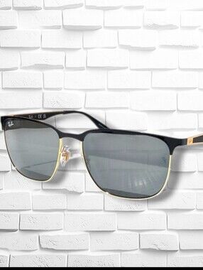Ray-Ban RB3569 Black on Gold Grey Mirror Gradient Sunglasses New with Case